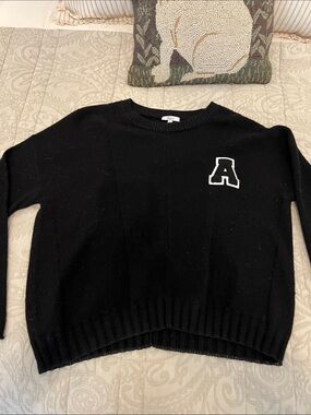 Rails Black Crewneck Sweater with White 'A' Patch